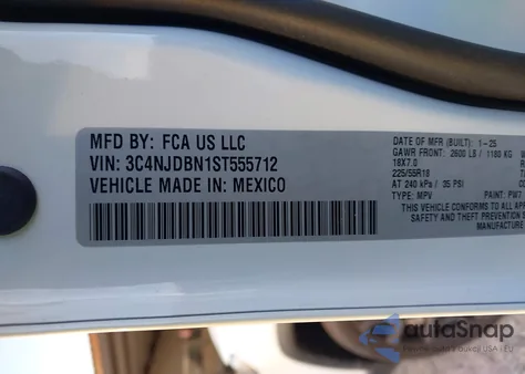 2025 Jeep Compass Latitude 4X4 из США, поврежденный, VIN 3C4NJDBN1ST555712